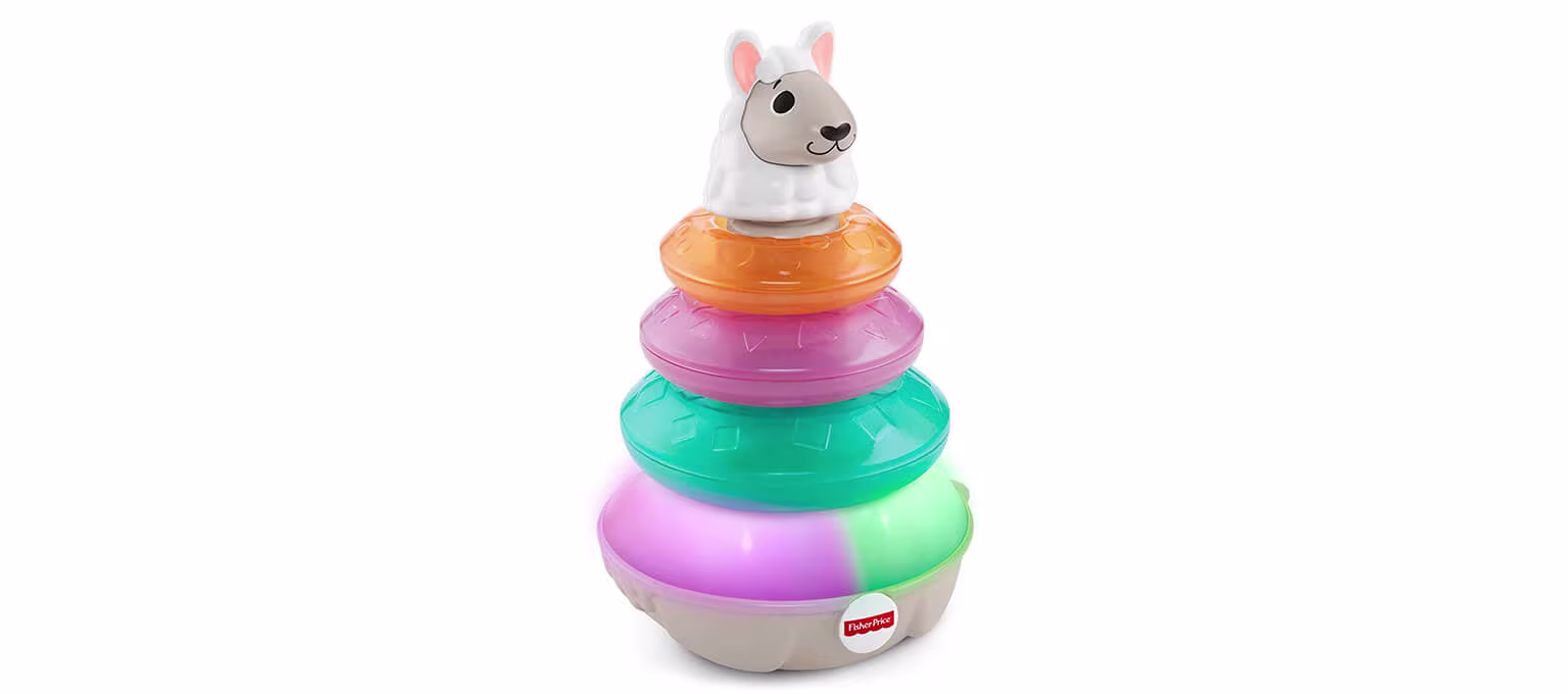 Fisher-Price Linkimals Lights & Colors Llama—Interactive Stacking Ring Toy