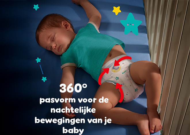 360° pasvorm past zich aan aan de bewegingen van je baby gedurende de nacht