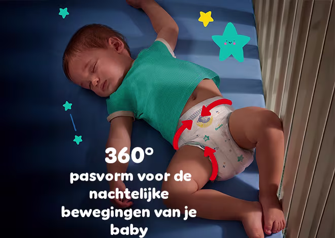 360° pasvorm past zich aan aan de bewegingen van je baby gedurende de nacht