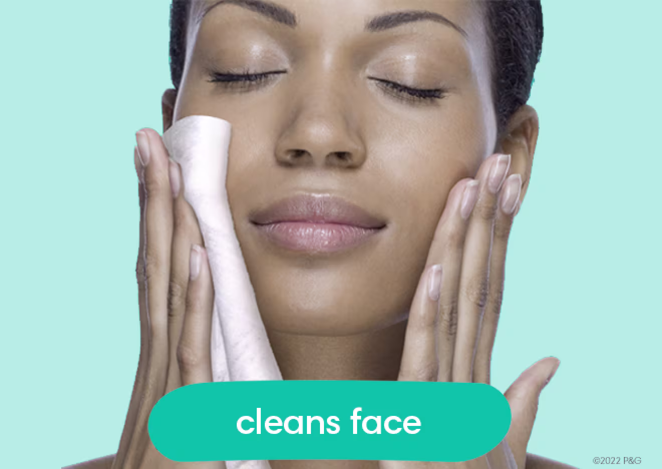 Image shows Multi-use wipe being used to clean a face