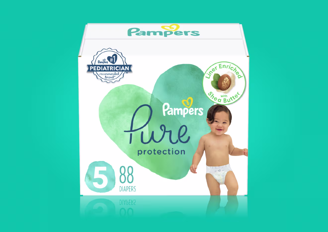 Imagen de la caja de pañales con cinta adhesiva Pure