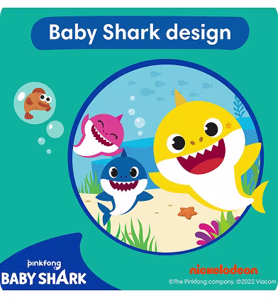 Grafică cu titlul „Proiectul Baby Shark” sus. Elementul principal este o ilustrație rotundă cu trei personaje Baby Shark – galben, roz și albastru – înotând sub apă cu un peștișor portocaliu, o stea de mare și alge. Grafică cu titlul „Proiectul Baby Shark” sus. Elementul principal este o ilustrație rotundă cu trei personaje Baby Shark – galben, roz și albastru – înotând sub apă cu un peștișor portocaliu, o stea de mare și alge.