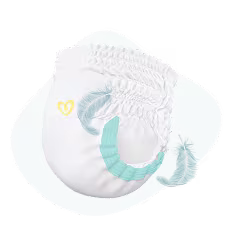 Ikona plenky s peřím znázorňující manžety kolem nožiček, které jsou 2x širší a měkčí