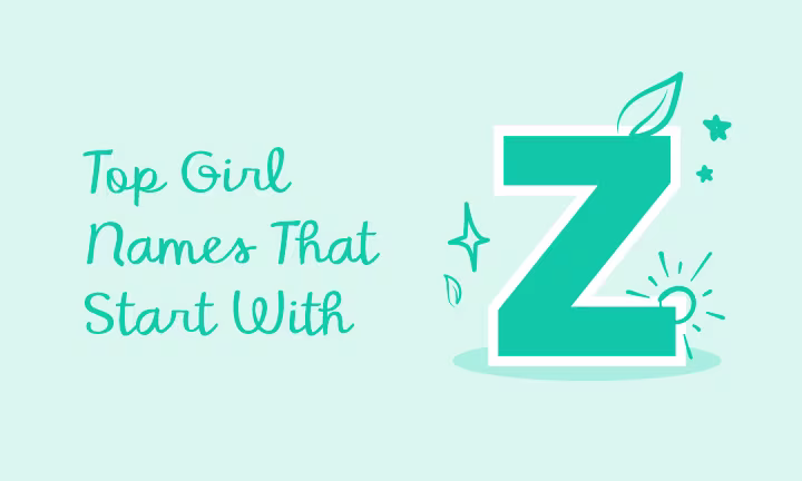 Top girl names starting with "Z" illustration, featuring a large, stylized letter 'Z' with playful accents.