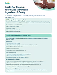 Adult fastening the front tab of a baby’s diaper.