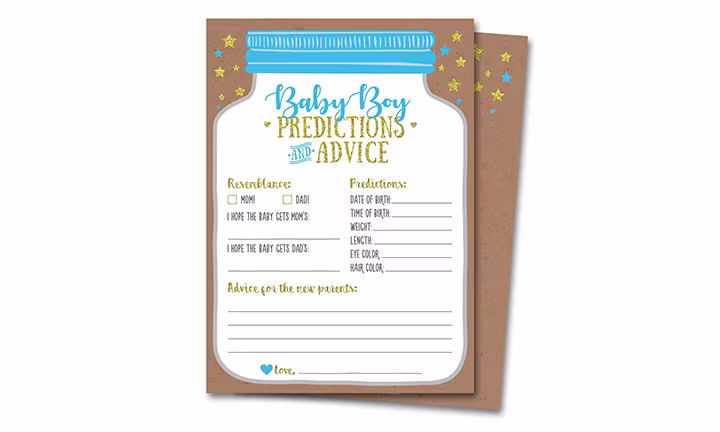 50 Baby Shower Predictions and Advice Cards for Baby Boy