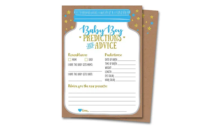 50 Baby Shower Predictions and Advice Cards for Baby Boy