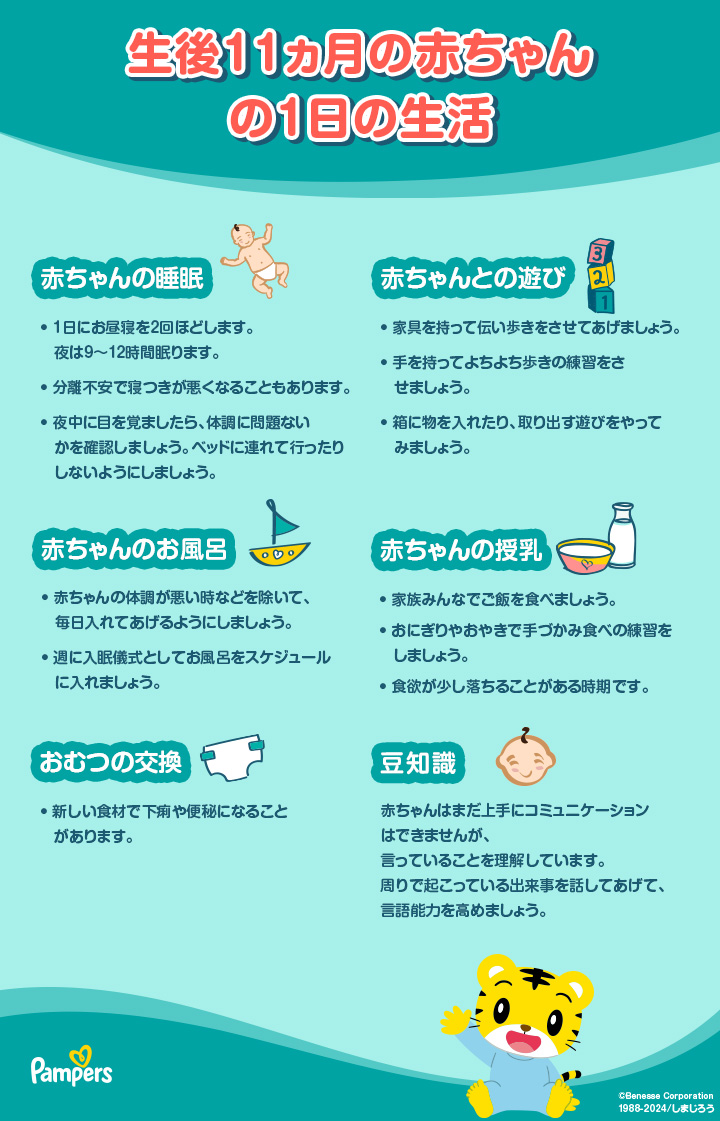 生後11ヵ月: 発育、睡眠時間および食事 | パンパース