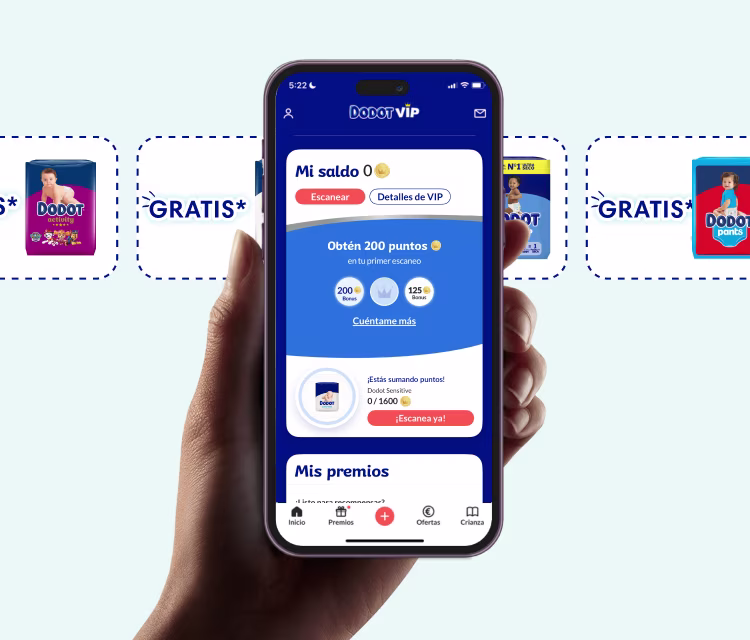 Dodot VIP, App de Dodot VIP mostrada en un teléfono