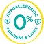 Hypoallergenic icon showing Pampers contains 0% parabens and latex