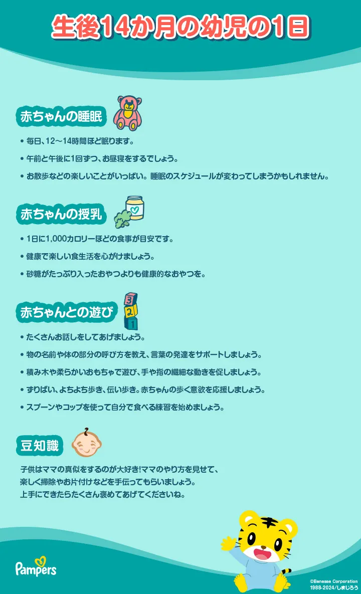 生後14ヶ月の幼児の１日のスケジュール