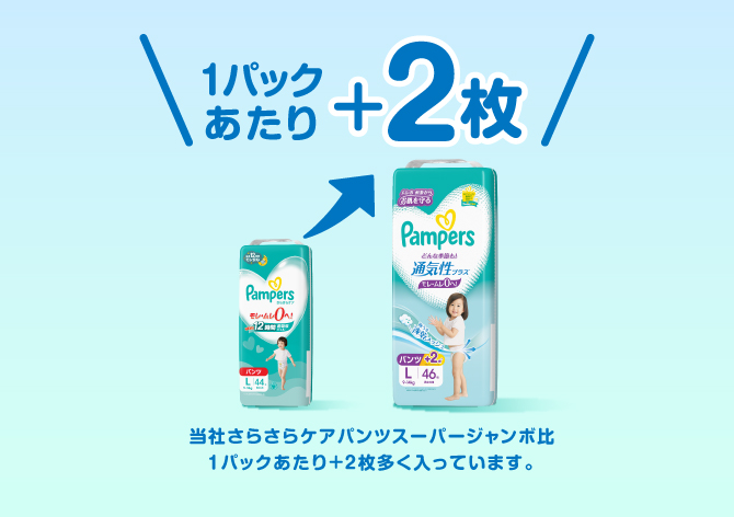 パンパース　通気性プラス　さらさらケア　332 枚 通気性が気になる」 「大きめのサイズが欲しい」 という消費者の
