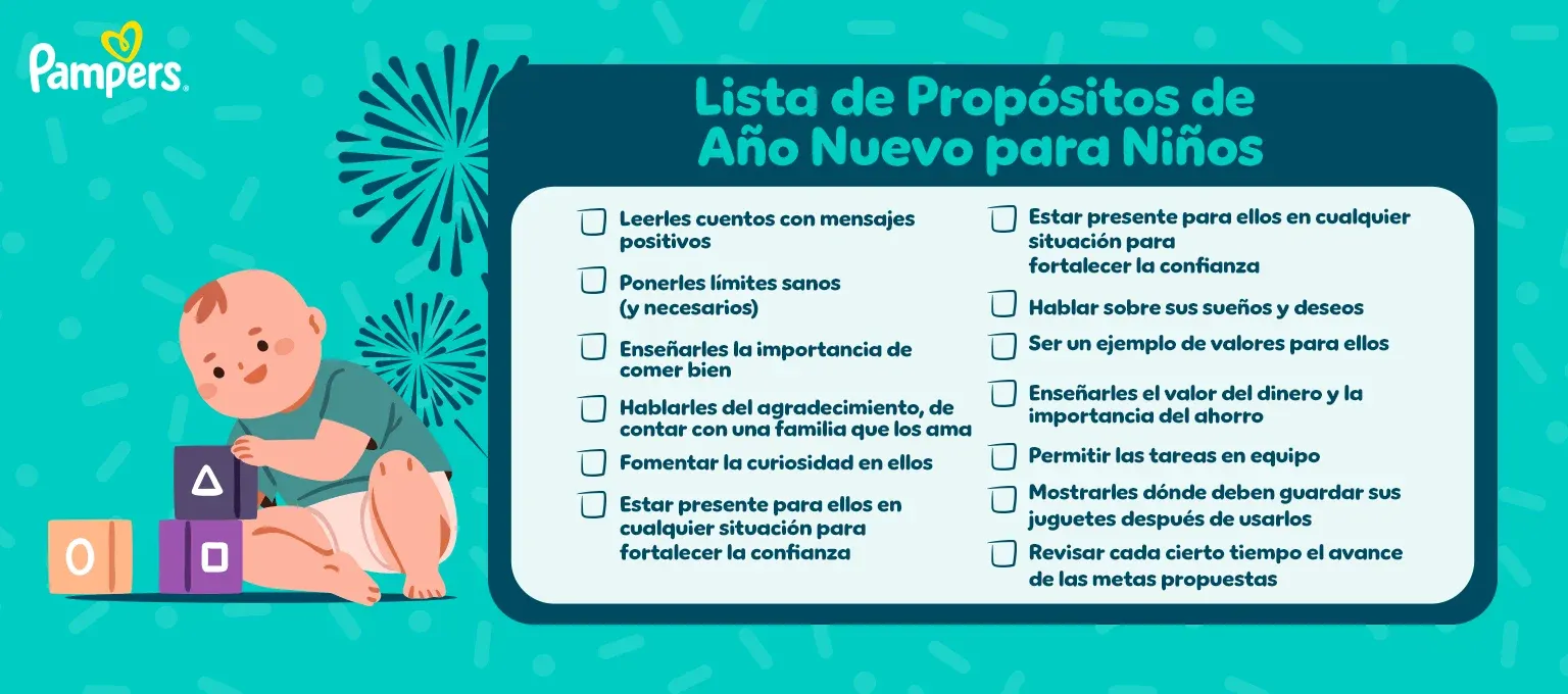Lista de propósitos de año nuevo para niños