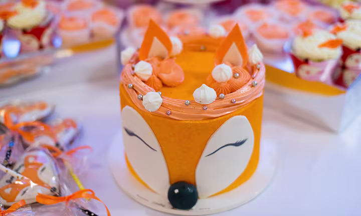 Cute Fox-Themed Baby Shower Cake for a Girl