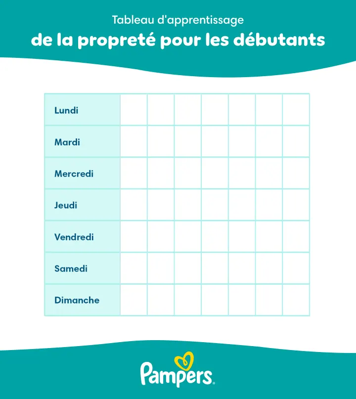 Tableau d'apprentissage de la propreté pour débutants à imprimer Tableau d'apprentissage de la propreté pour débutants à imprimer