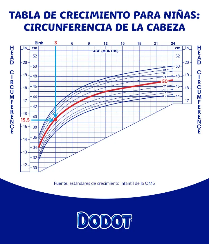 Tabla de crecimiento para niñas - perimetro craneal Tabla de crecimiento para niñas - perimetro craneal