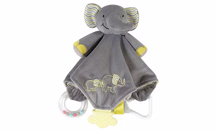 Stephan Baby Chewbie Activity Toy and TeeTher Security Blanket, Grey Elephant