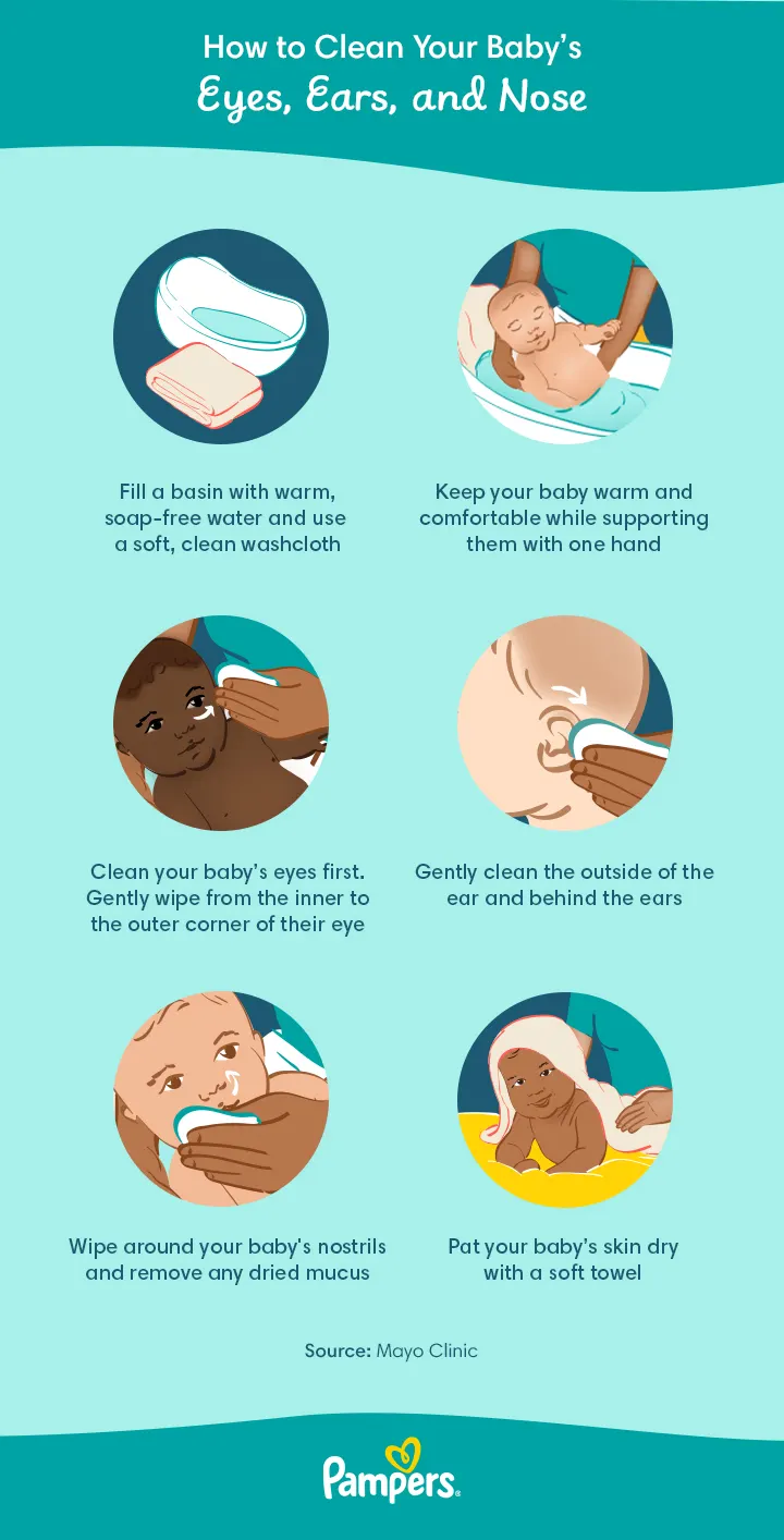 how to clean baby ears eyes and nose