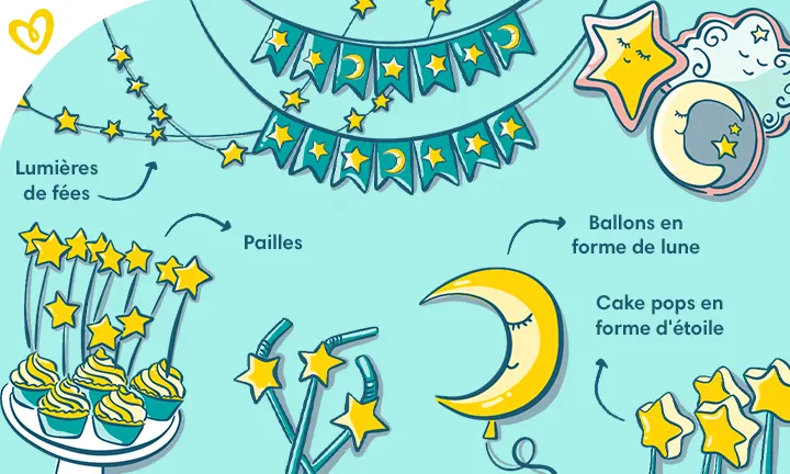 Thème ciel étoilé pour baby shower