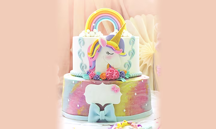 Rainbow and Unicorn Baby Shower Cake