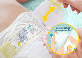 Flèche montrant les attaches douces et extensibles