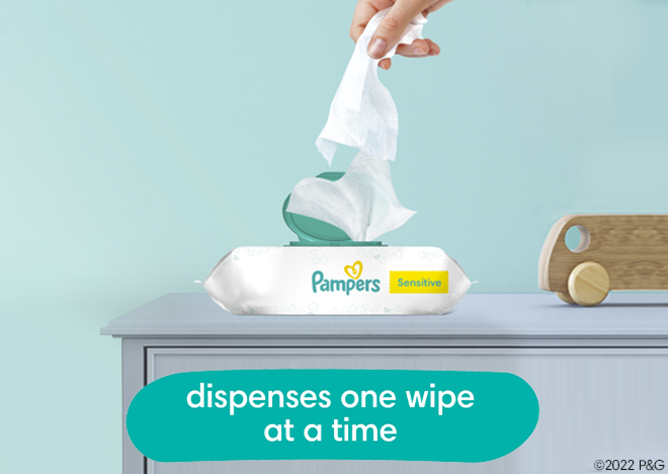 Les lingettes Pampers Sensitive sont conçues pour être distribuées une lingette à la fois