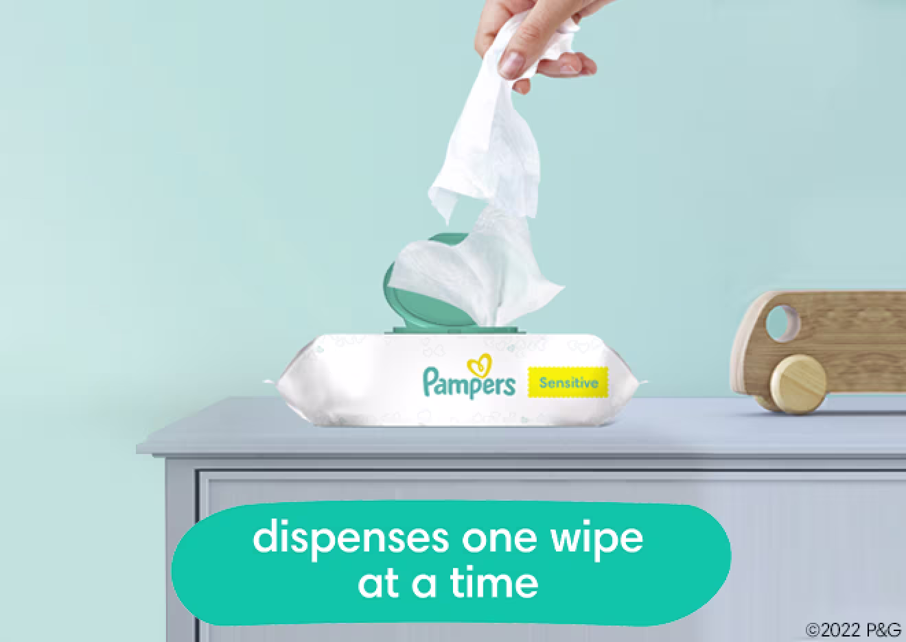 Les lingettes Pampers Sensitive sont conçues pour être distribuées une lingette à la fois