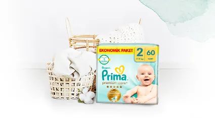 Pampers ürün kataloğu: bebek bezleri, pantolonlar ve mendiller.