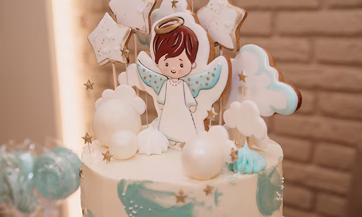 little angel baby shower cake