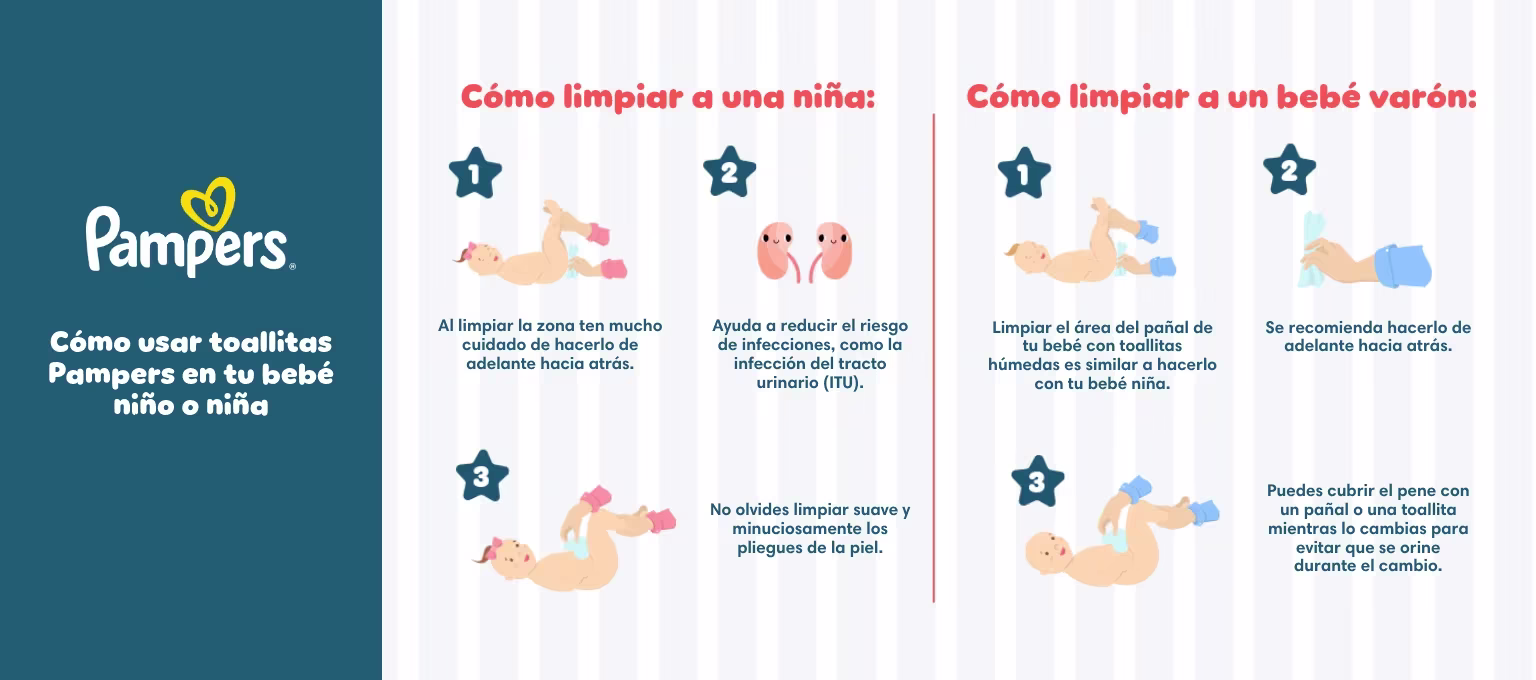 Cómo usar toallitas Pampers en tu bebé niño o niña