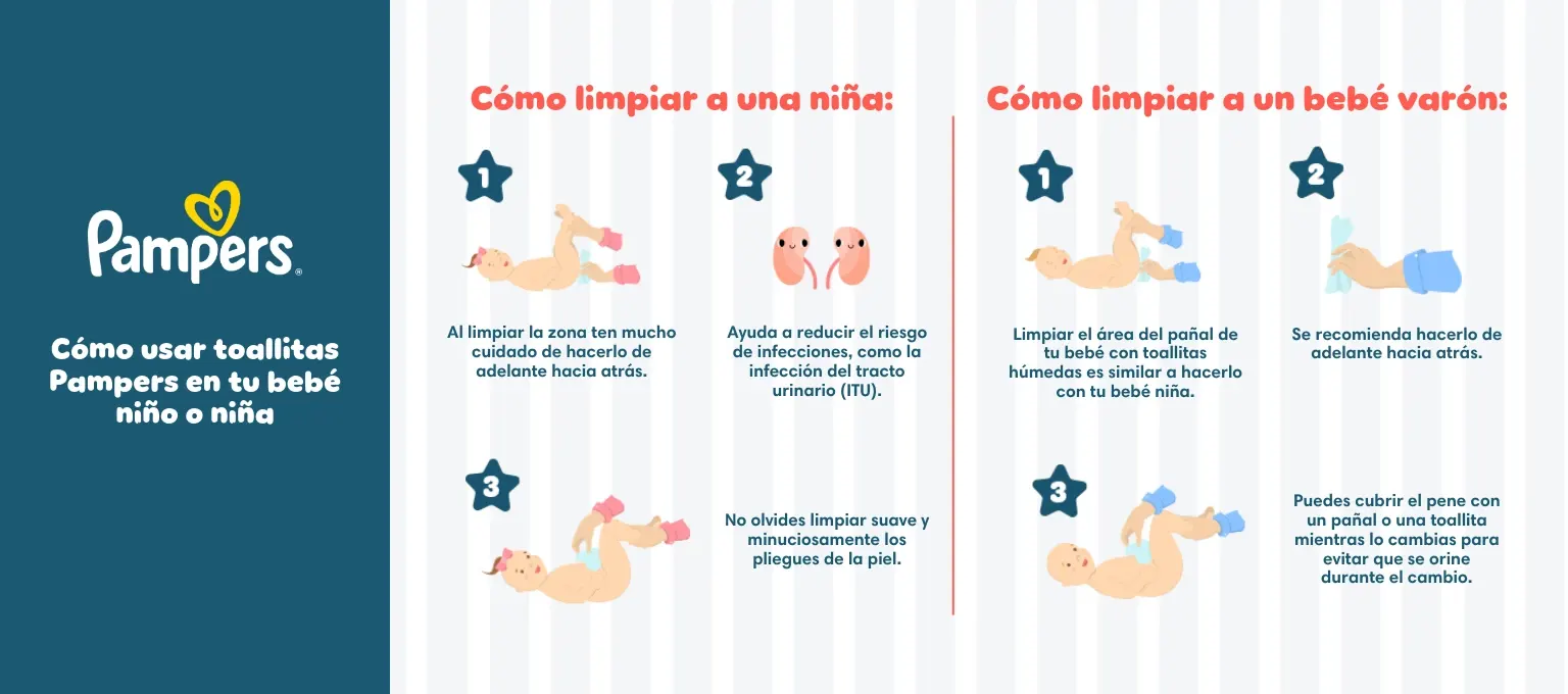 Cómo usar toallitas Pampers en tu bebé niño o niña