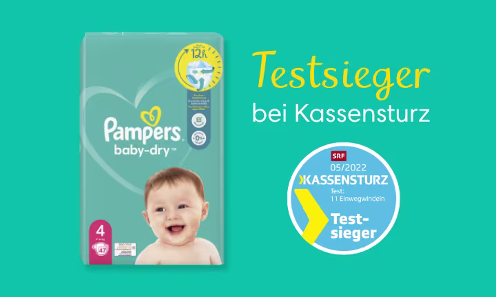 Pampers Baby-Dry ist Kassensturz Testsieger* mit Bestnoten