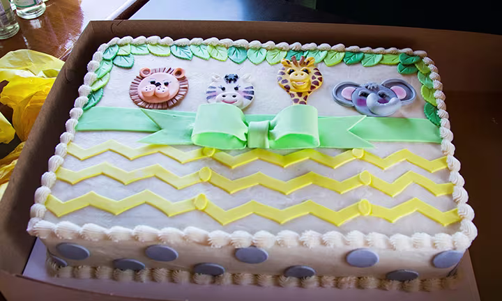 Cute Safari Animals Baby Shower Sheet Cake