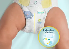 Flèche montrant l'indicateur d'urine sur la couche