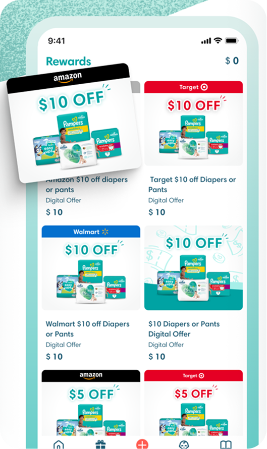 Redeem offers and coupons directly in the Pampers App