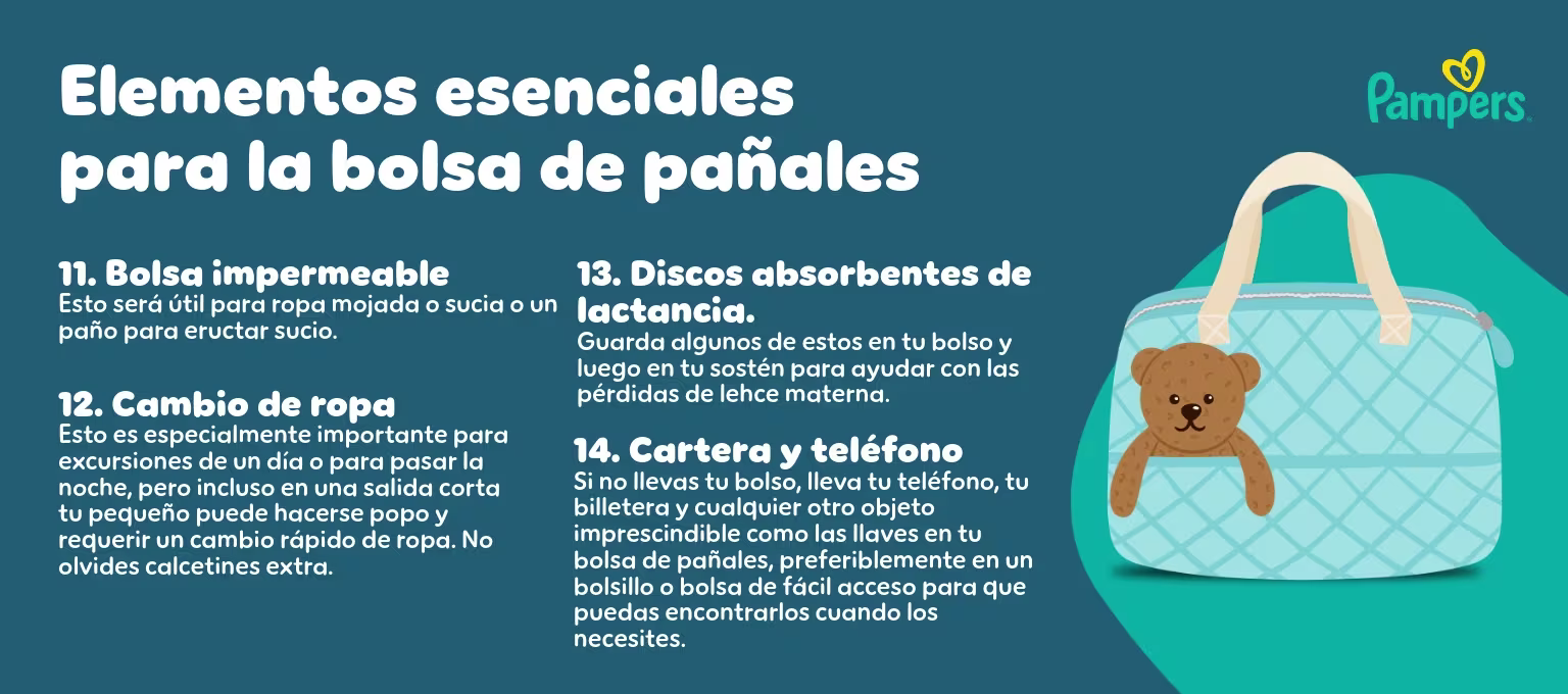 Elementos esenciales para la bolsa de pañales