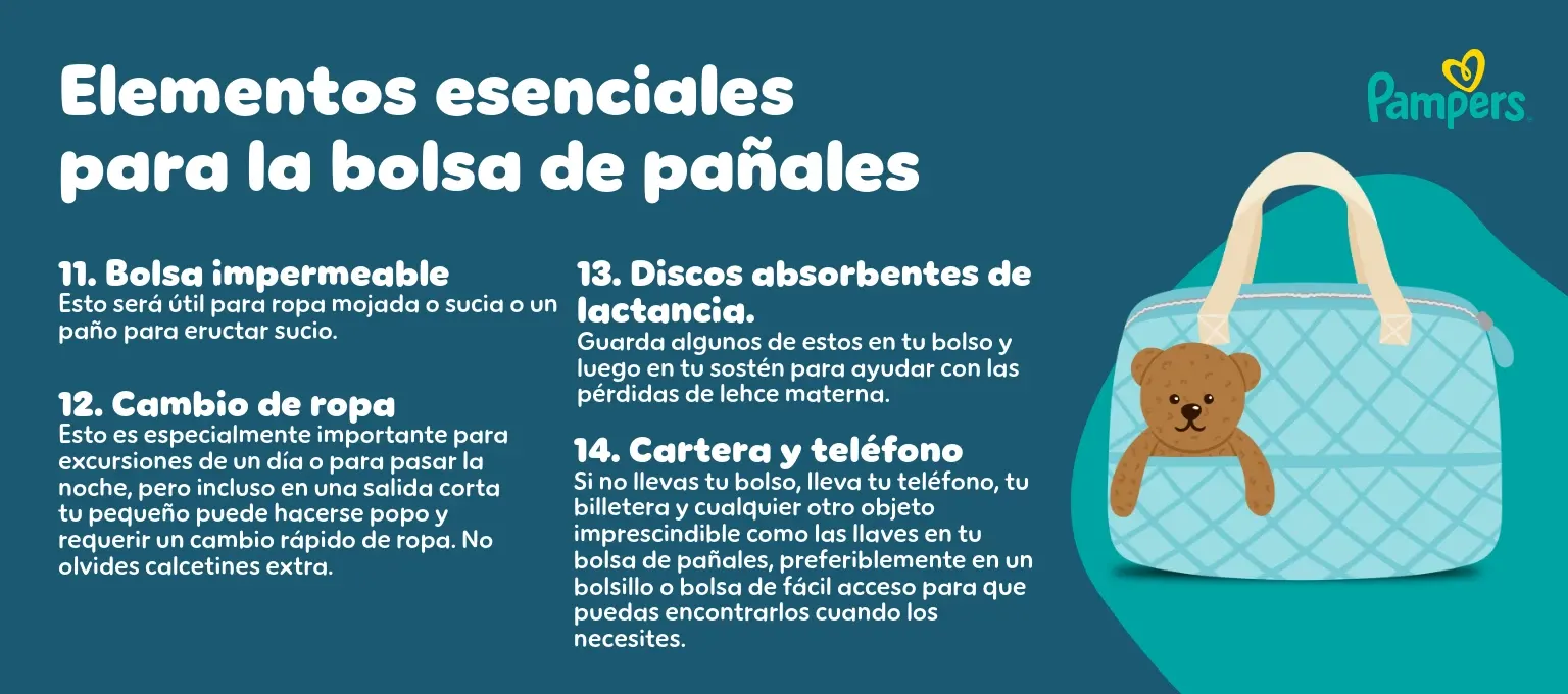 Elementos esenciales para la bolsa de pañales