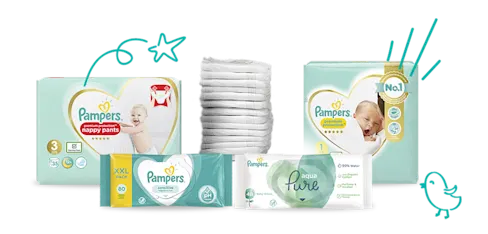 Pampers Nyfødtbleier og Våtservietter