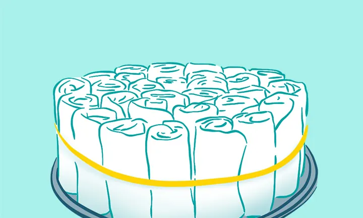 ステップ3:おむつを束ねる ステップ3:おむつを束ねる