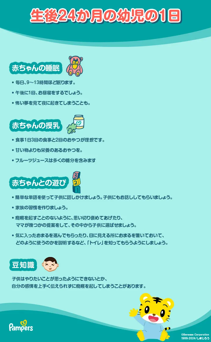 2歳の幼児の1日のメニュー