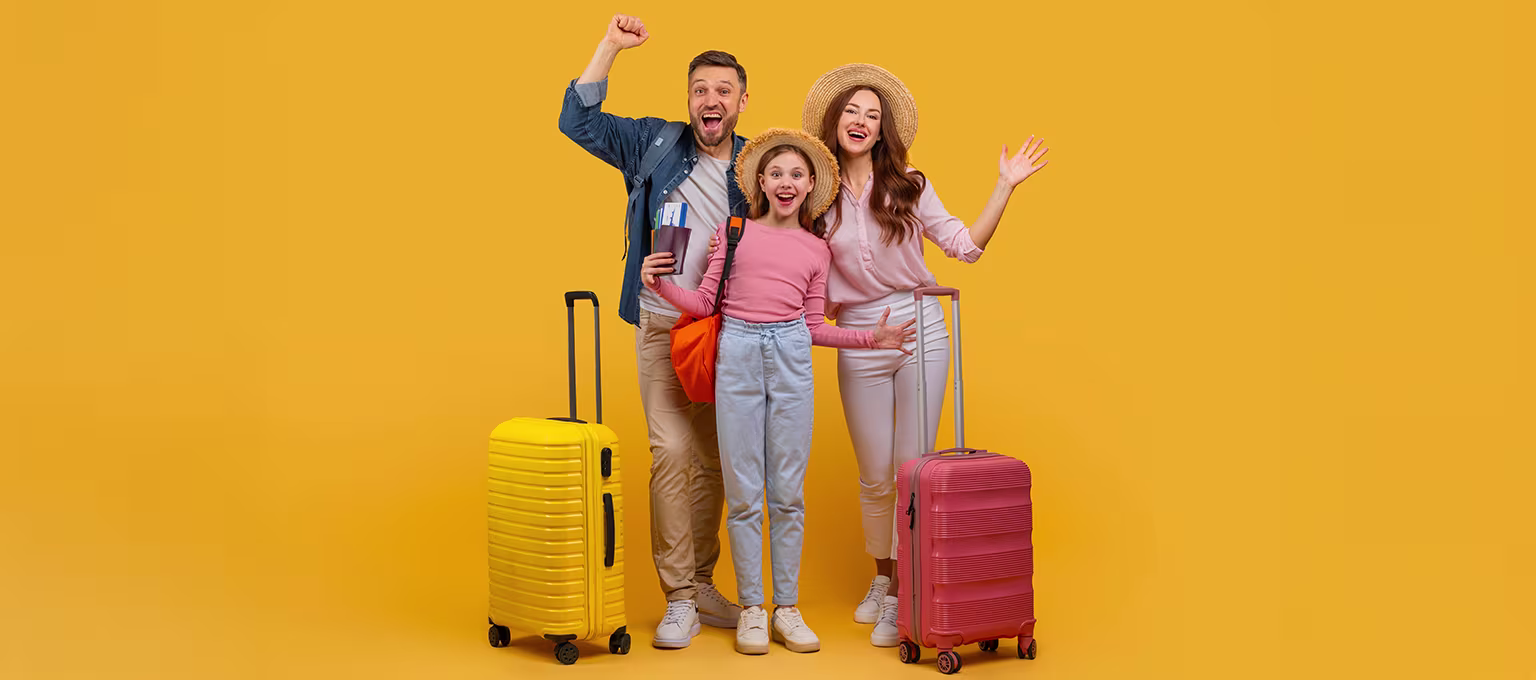 Familia tomando unas vacaciones de verano en Perú