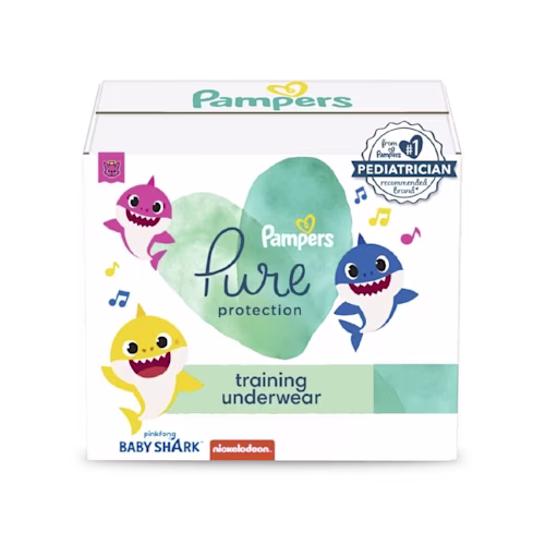 Pack of ampers® Pure Protection Training Underwear™ from Pampers #1 PEDIATRICIAN recommended brand* Pampers® Pure Protection Training Underwear™
