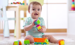 Baby spielt mit Motorikspielzeug