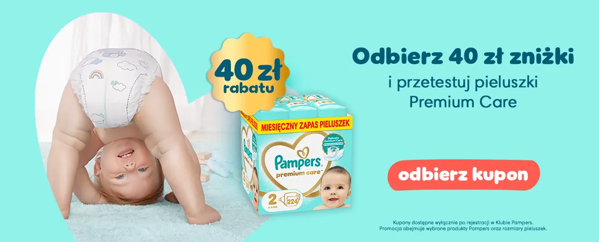 Odbierz 40 zł zniżki i przetestuj pieluszki Premium Care. odbierz kupon