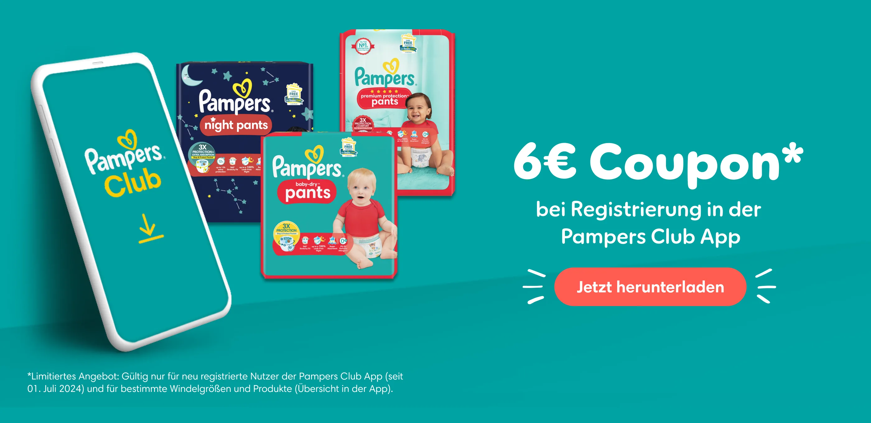 6€ Rabatt auf Pampers Pants Größe 4-6 6€ Rabatt auf Pampers Pants Größe 4-6