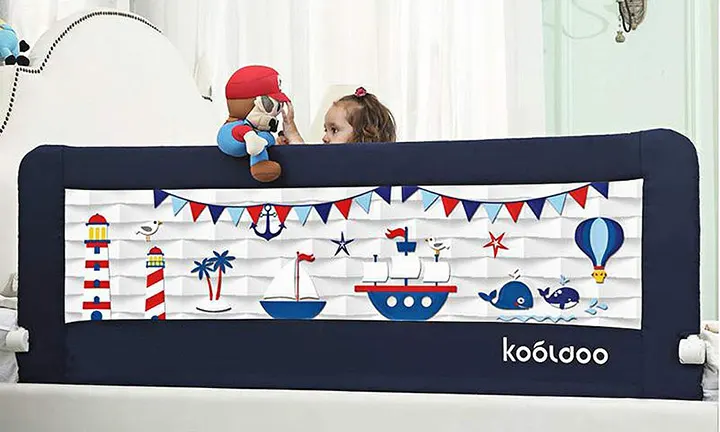 KOOLDOO Store 59 Inches Toddler Bed Rail Fold Down Safety Baby Bed Guard