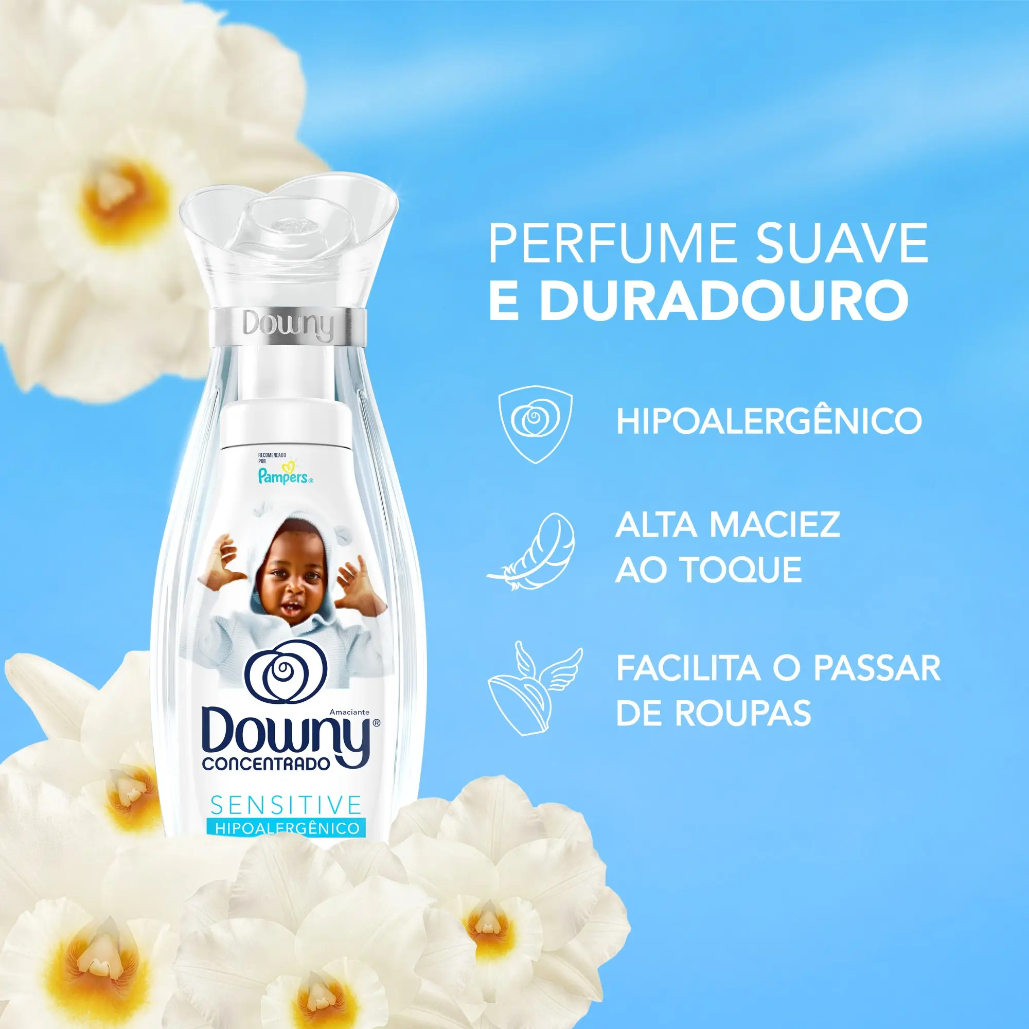 Amaciante Downy Sensitive Hipoalergênico para Roupa de Bebê - Facil De Usar