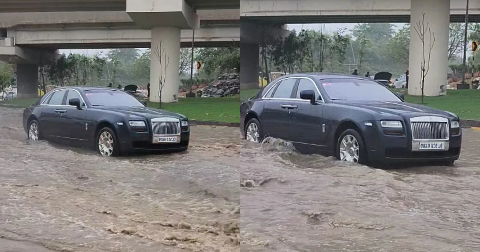 Rolls-Royce Ghost Stranded In Flood