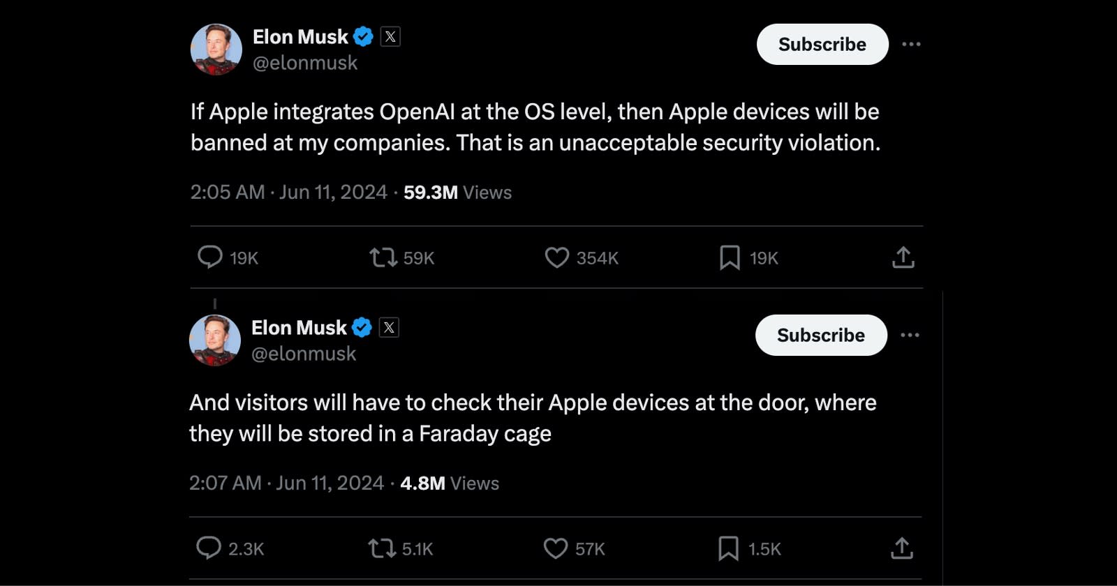 Elon Musk Threatens Apple Device Ban Over ChatGPT Integration