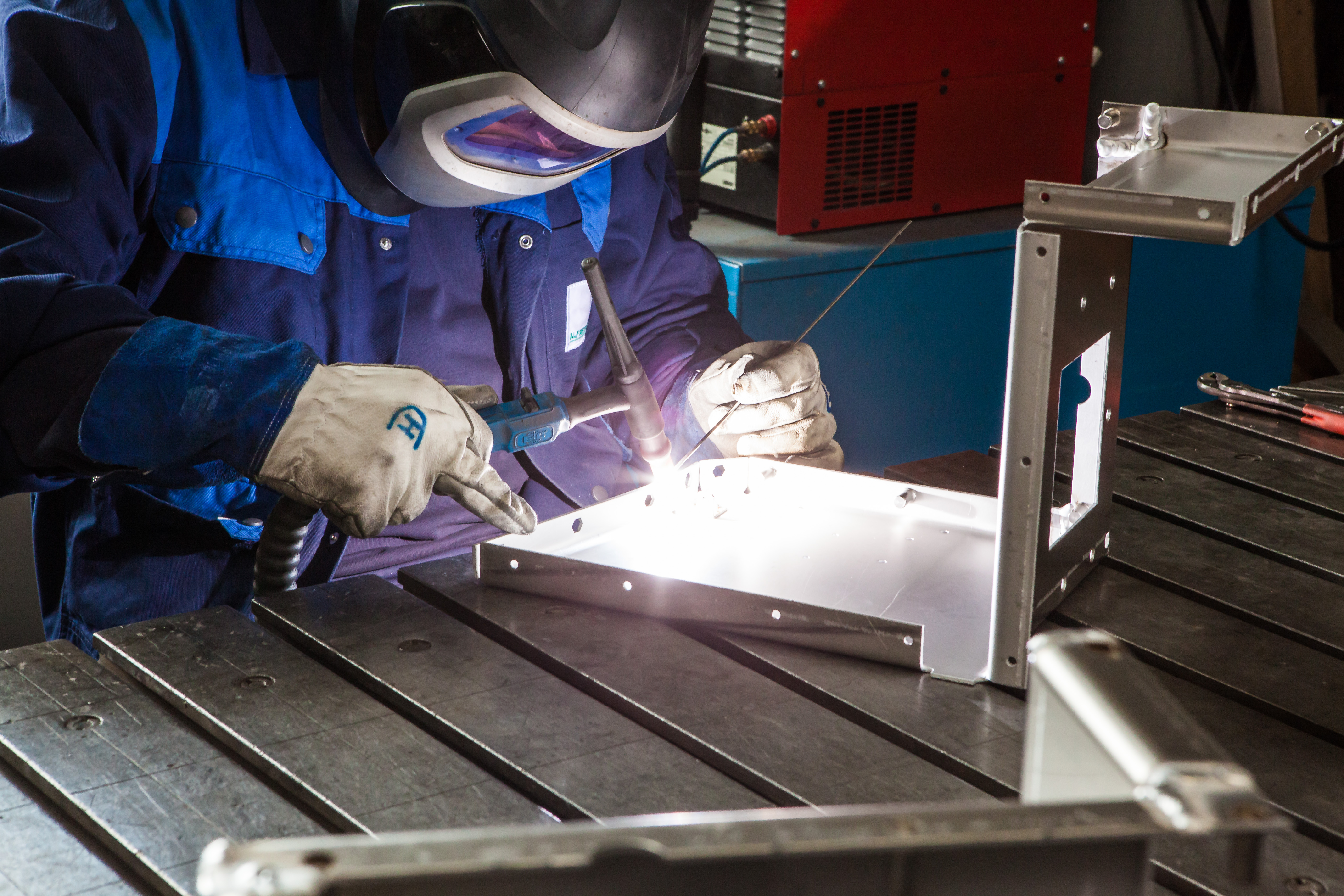 Schweissen Mann Bauteil